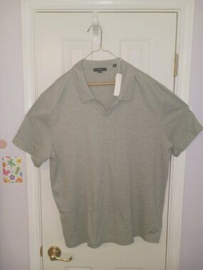 NWT Vince Houndstooth Johnny Collar Polo - Seafoam - XXL